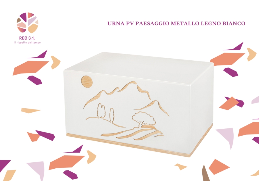 Urna PV Paesaggio Metallo Legno Bianco