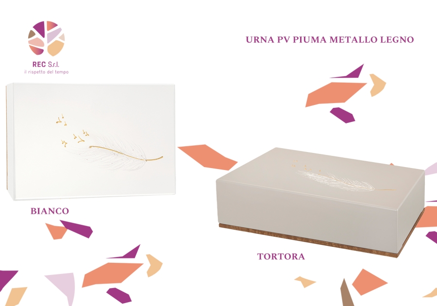 Urna PV Piuma Metallo Legno Bianco e Tortora