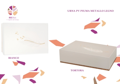 Urna PV Piuma Metallo Legno Bianco e Tortora